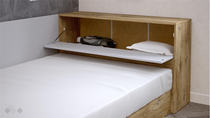 Приста с ракла 120/190 Селтик с включен матрак Бонел 120/190 келтски дъб със светло сиво - изглед 3