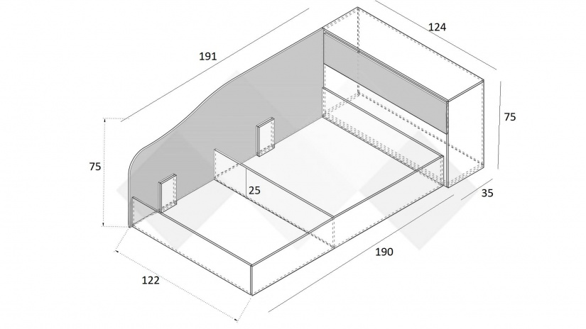 Приста с ракла 120/190 Селтик с включен матрак Бонел 120/190 келтски дъб със светло сиво - изглед 4