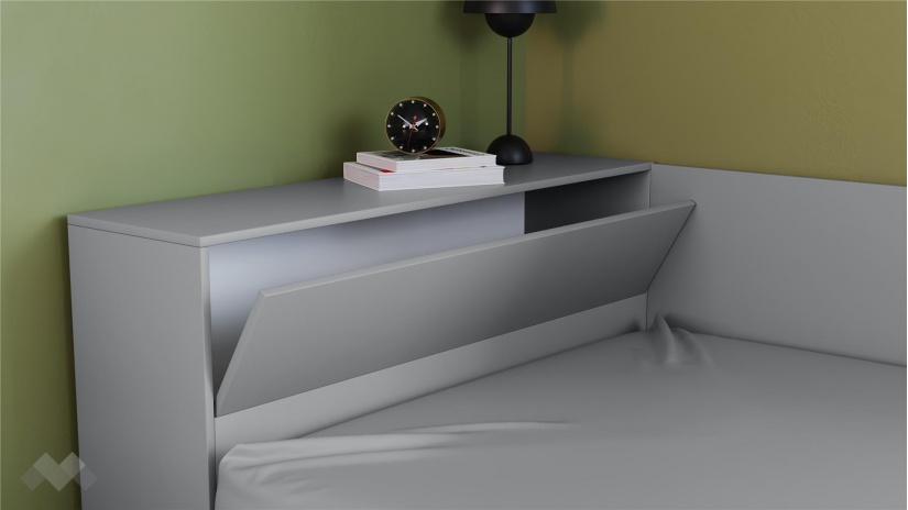 Приста с ракла 120/190 Скай с включен матрак Бонел 120/190 нардо сив - изглед 4 - МебелМаг Приста с ракла 120/190 Скай с включен матрак Бонел 120/190 нардо сив - изглед 4