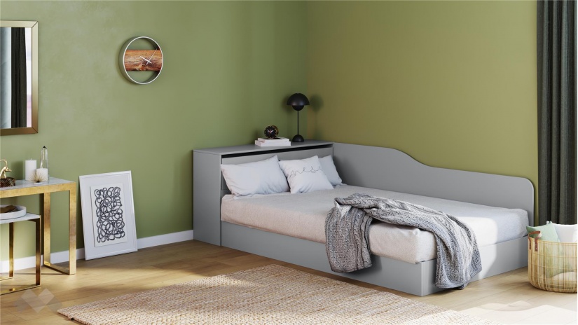 Приста с ракла 120/190 Скай с включен матрак Бонел 120/190 нардо сив - изглед 1 - МебелМаг Приста с ракла 120/190 Скай с включен матрак Бонел 120/190 нардо сив - изглед 1