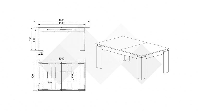 Трапезна маса Тампа разтегателни тъмна сонома - изглед 3