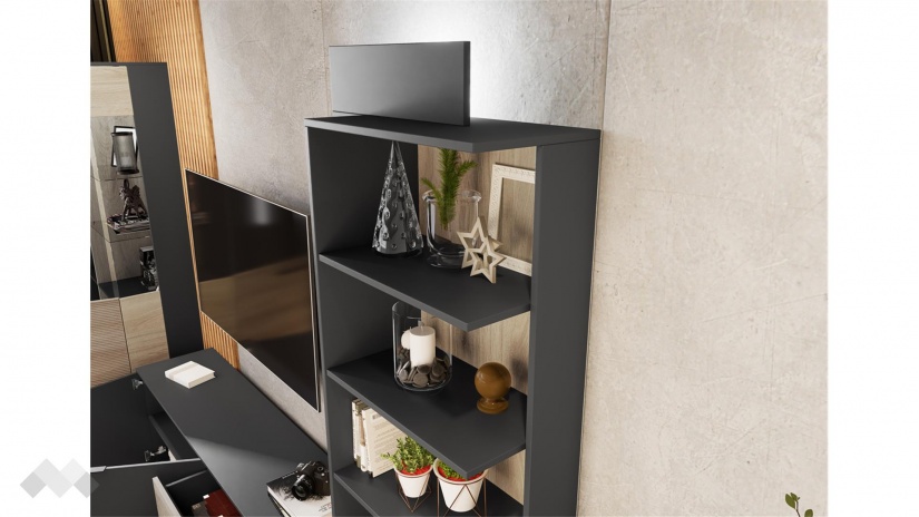 Секция Амрен модулни сонома арвен с графит - изглед 6 - МебелМаг Секция Амрен модулни сонома арвен с графит - изглед 6