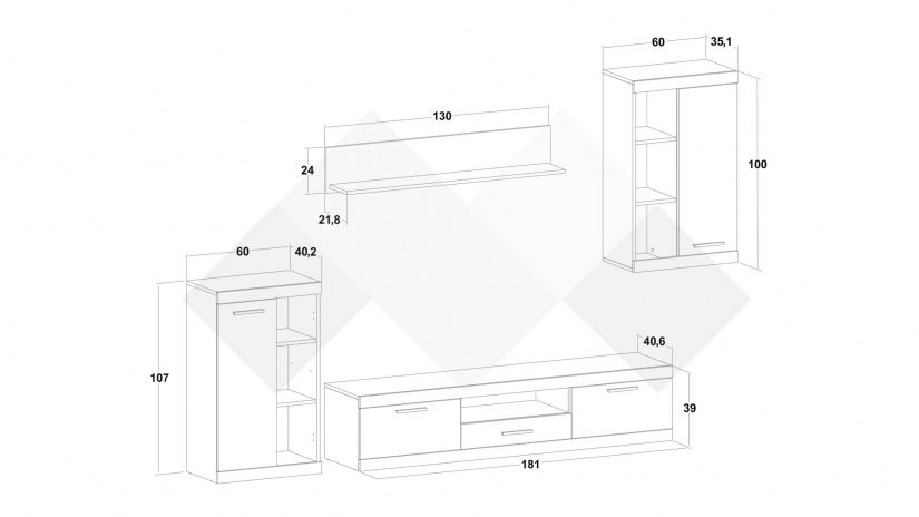 Секция Жени с открити рафтове артизан с антрацит - изглед 5 - МебелМаг Секция Жени с открити рафтове артизан с антрацит - изглед 5
