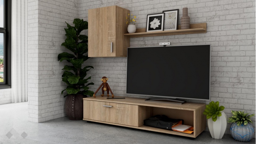 Секция Гибсън модулни дъб сонома - изглед 1 - МебелМаг Секция Гибсън модулни дъб сонома - изглед 1