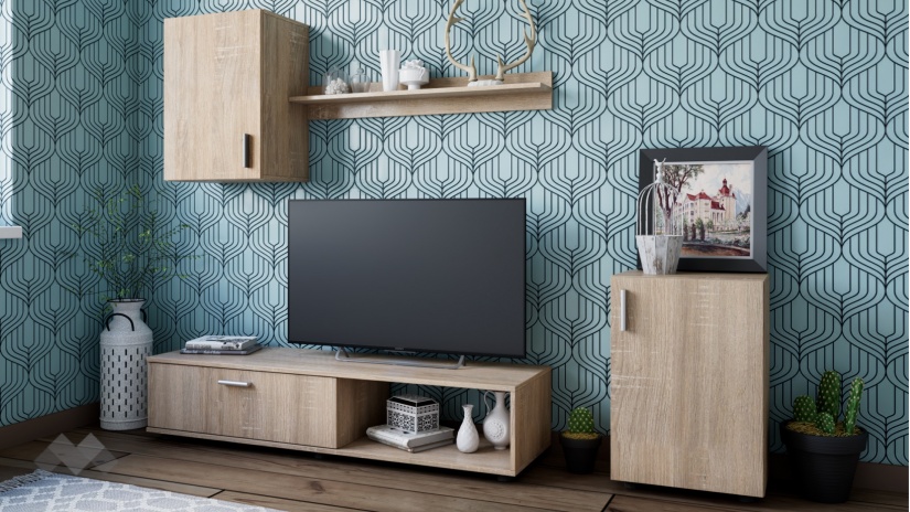 Секция Лима модулни дъб сонома - изглед 1 - МебелМаг Секция Лима модулни дъб сонома - изглед 1