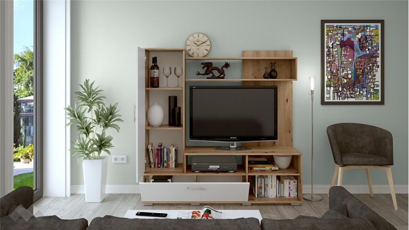 Секция Ливорно артизан с бяло - изглед 2 - МебелМаг Секция Ливорно артизан с бяло - изглед 2