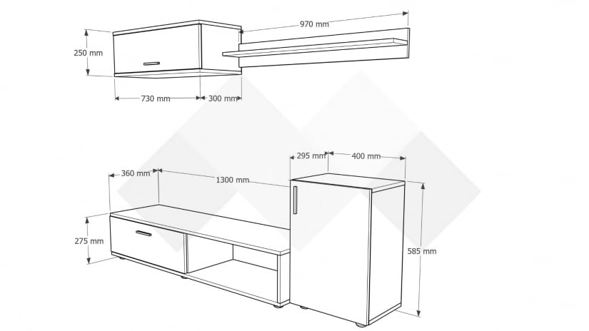 Секция Стенли с открити рафтове дъб сонома - изглед 3 - МебелМаг Секция Стенли с открити рафтове дъб сонома - изглед 3