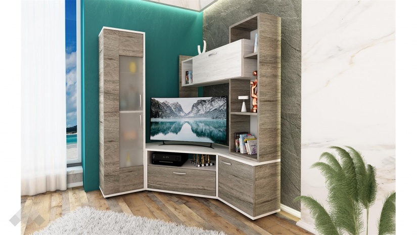 Секция Тиара ъглов античен дъб и шермън - изглед 5 - МебелМаг Секция Тиара ъглов античен дъб и шермън - изглед 5