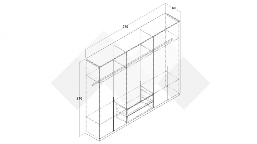 Гардероб Барса шесткрилни дъб арканзас с травертин - изглед 3 - МебелМаг Гардероб Барса шесткрилни дъб арканзас с травертин - изглед 3