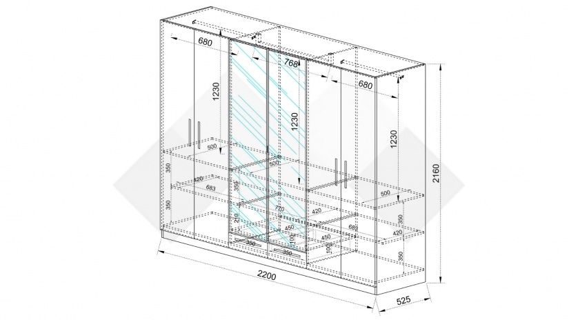 Гардероб Лондон шесткрилни дъб герано с кашмир - изглед 5 - МебелМаг Гардероб Лондон шесткрилни дъб герано с кашмир - изглед 5