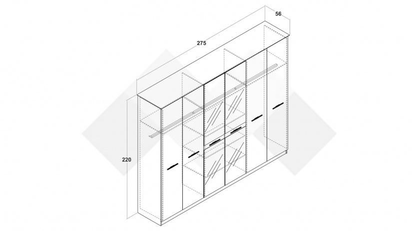 Гардероб Салвадор шесткрилни памучно бежов с атрацит - изглед 3