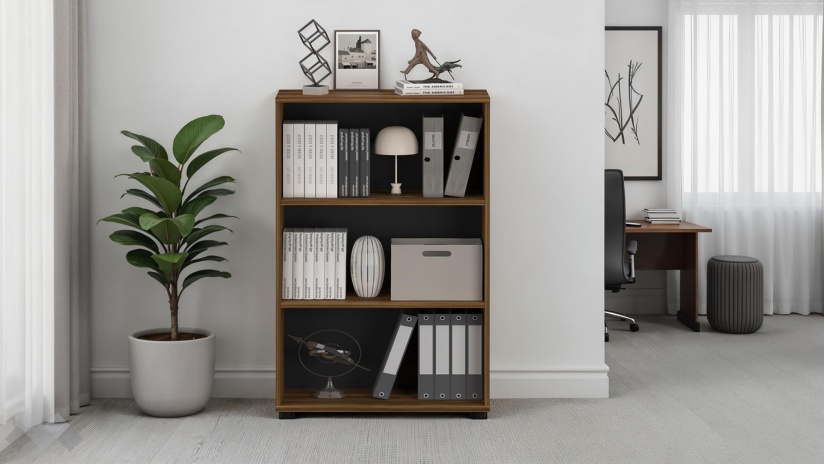 Шкаф етажерка Рио с открити рафтове орех осло - изглед 2 - МебелМаг Шкаф етажерка Рио с открити рафтове орех осло - изглед 2