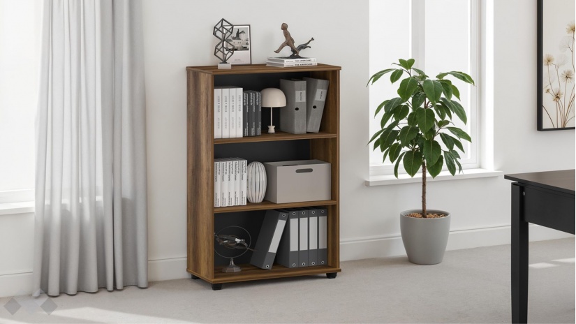 Шкаф етажерка Рио с открити рафтове орех осло - изглед 1 - МебелМаг Шкаф етажерка Рио с открити рафтове орех осло - изглед 1