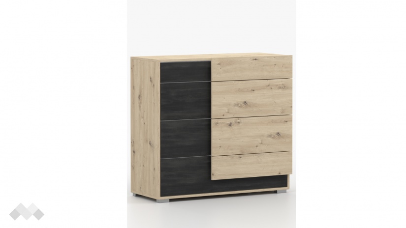 Скрин Бафра дъб артисан с тъмен норвежки бор - изглед 2 - МебелМаг Скрин Бафра дъб артисан с тъмен норвежки бор - изглед 2