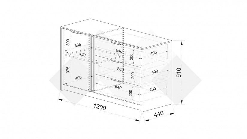 Скрин Кашмир кашмир - изглед 3 - МебелМаг Скрин Кашмир кашмир - изглед 3