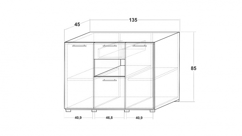 Скрин Ламела дъб канела с дъб ламела и черно шагре - изглед 3 - МебелМаг Скрин Ламела дъб канела с дъб ламела и черно шагре - изглед 3
