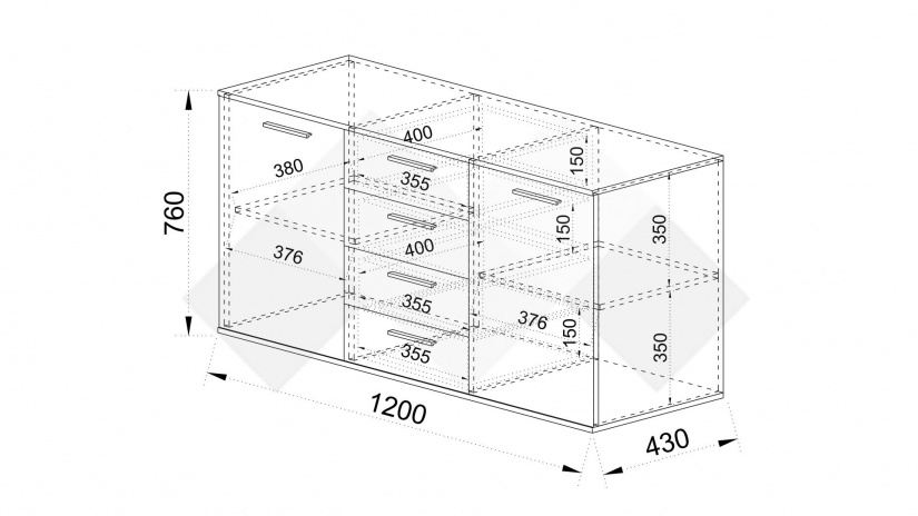 Скрин Скай нардо сив - изглед 4 - МебелМаг Скрин Скай нардо сив - изглед 4