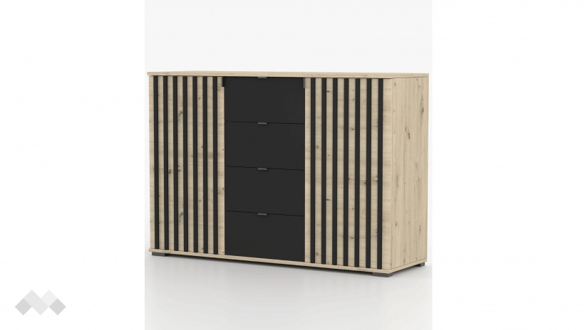 Скрин Верона дъб артисан с тъмен норвежки бор - изглед 3 - МебелМаг Скрин Верона дъб артисан с тъмен норвежки бор - изглед 3