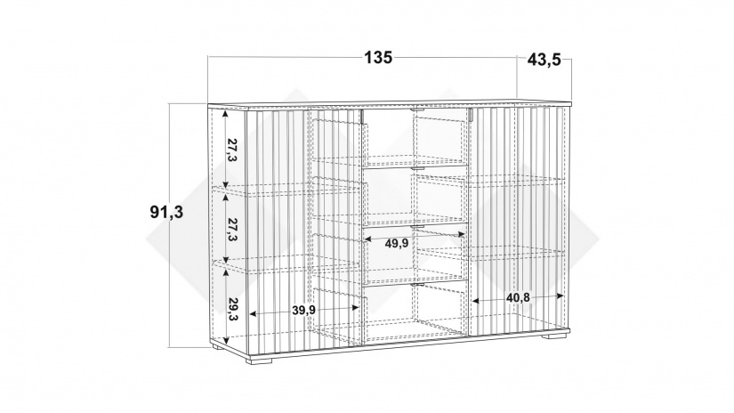 Скрин Верона дъб артисан с тъмен норвежки бор - изглед 4 - МебелМаг Скрин Верона дъб артисан с тъмен норвежки бор - изглед 4