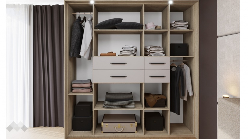 Спален комплект със скрин дъб кота кремона с кашмир - изглед 8 - МебелМаг Спален комплект със скрин дъб кота кремона с кашмир - изглед 8