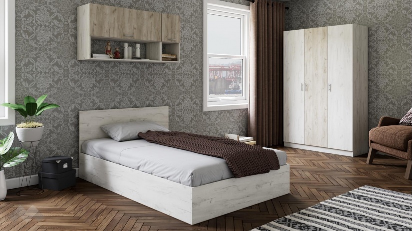 Спален комплект Адам А1 дъб крафт бял - изглед 1 - МебелМаг Спален комплект Адам А1 дъб крафт бял - изглед 1