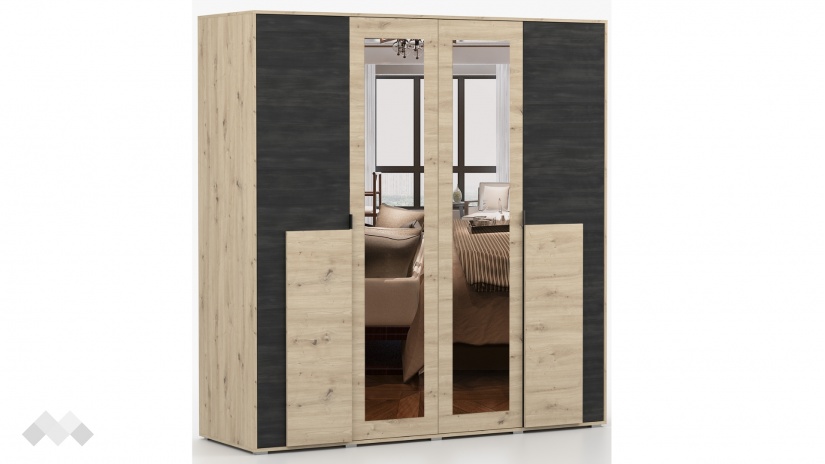 Спален комплект Бафра дъб артисан с тъмен норвежки бор - изглед 10 - МебелМаг Спален комплект Бафра дъб артисан с тъмен норвежки бор - изглед 10