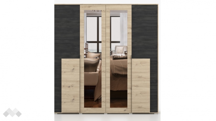 Спален комплект Бафра дъб артисан с тъмен норвежки бор - изглед 9 - МебелМаг Спален комплект Бафра дъб артисан с тъмен норвежки бор - изглед 9