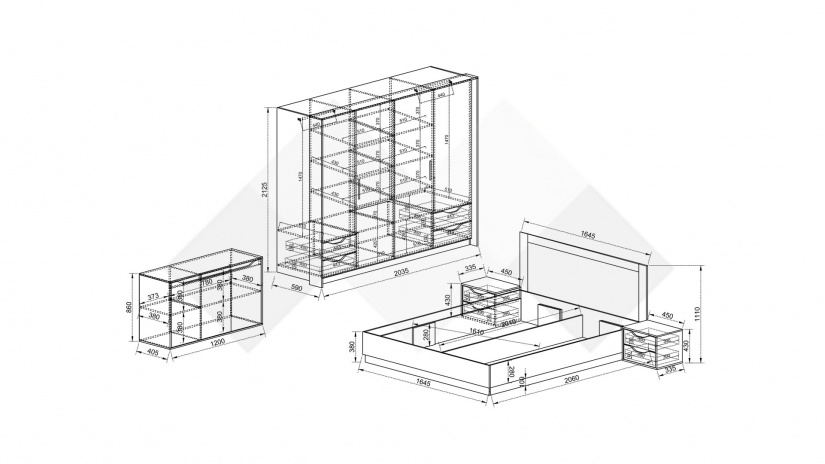 Спален комплект Ейприл с включен матрак Бонел 160/200 орех линеа с графит - изглед 10 - МебелМаг Спален комплект Ейприл с включен матрак Бонел 160/200 орех линеа с графит - изглед 10