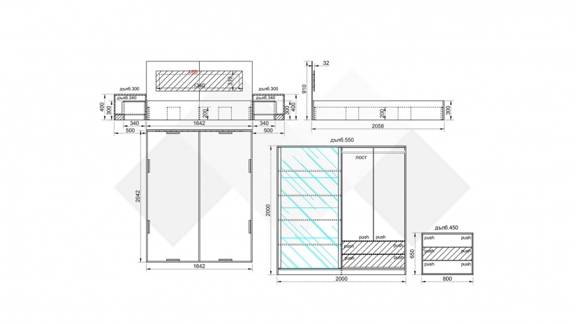 Спален комплект Елза с включен матрак Бонел 160/200 тъмна сонома с графит - изглед 5 - МебелМаг Спален комплект Елза с включен матрак Бонел 160/200 тъмна сонома с графит - изглед 5