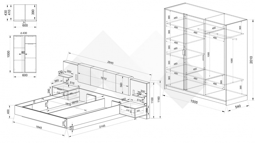 Спален комплект Кашмир К3 кашмир - изглед 2