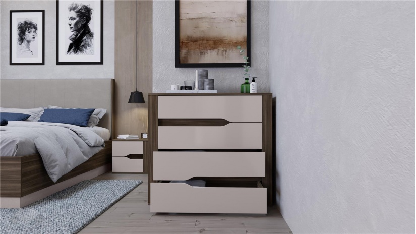 Спален комплект Котанело с включен матрак Бонел 160/200 дъб дилън тъмен с кашмир гланц - изглед 10