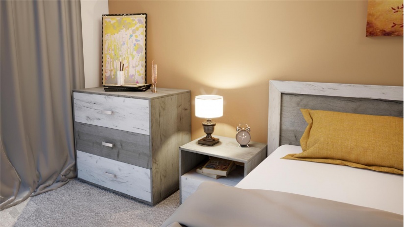 Спален комплект Летисия с включен матрак Бонел 160/200 дъб крафт сив с дъб крафт бял - изглед 3