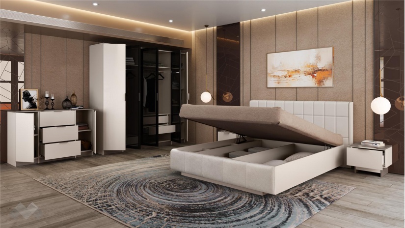 Спален комплект Лусо с включен матрак Бонел 160/200 кашмир с лате - изглед 12