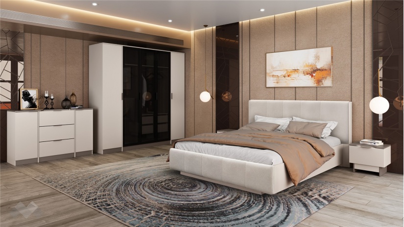 Спален комплект Лусо с включен матрак Бонел 160/200 кашмир с лате - изглед 1