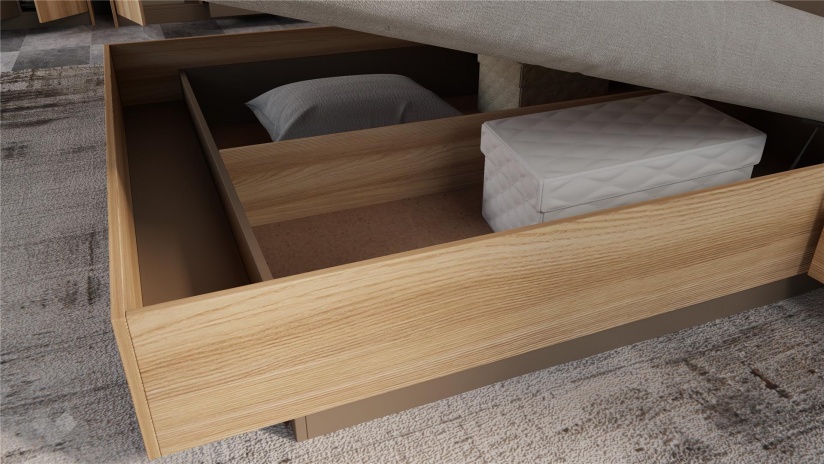 Спален комплект Опиум с включен матрак Бонел 160/200 блонд сърфейс с лате - изглед 6 - МебелМаг Спален комплект Опиум с включен матрак Бонел 160/200 блонд сърфейс с лате - изглед 6