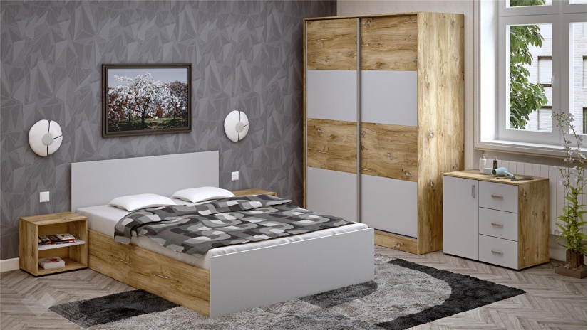 Спален комплект Селтик С2 келтски дъб със светло сиво - изглед 1 - МебелМаг Спален комплект Селтик С2 келтски дъб със светло сиво - изглед 1