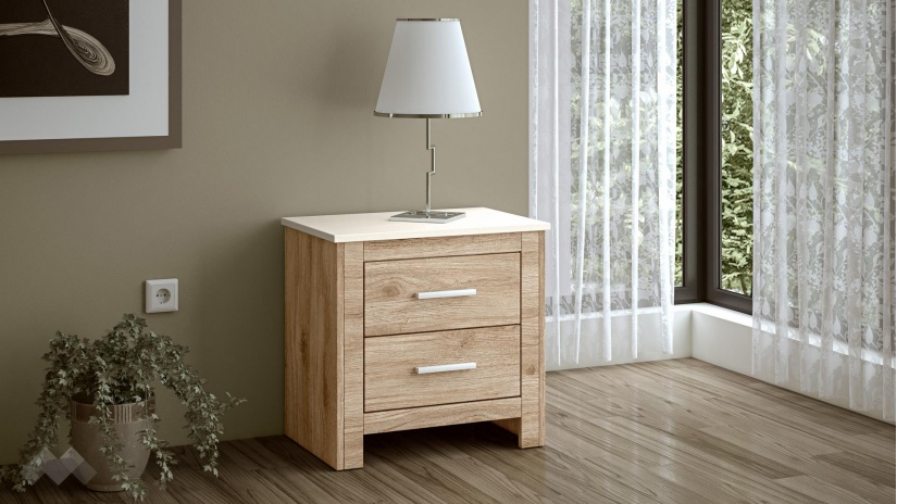 Спален комплект Силва дъб кадис с бяло гладко - изглед 4