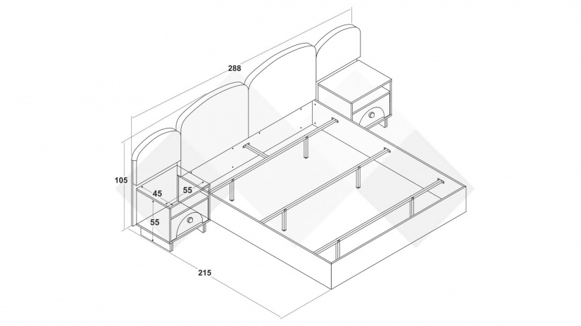 Спалня 160/200 Рена дъб кадис с пясъчен камък - изглед 2 - МебелМаг Спалня 160/200 Рена дъб кадис с пясъчен камък - изглед 2