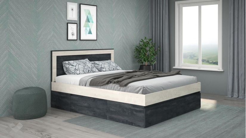 Спалня 160/200 Нокс с включен матрак Бонел 160/200 силк лайт със силк неро - изглед 1
