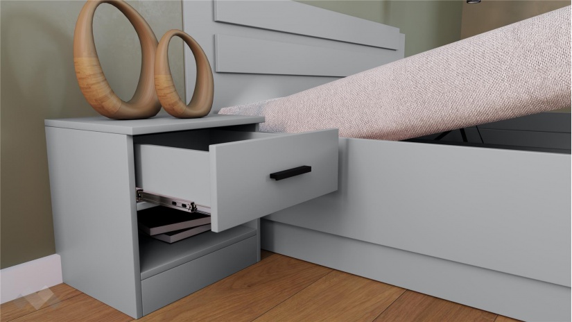 Спалня с нощни шкафчета 160/200 Скай с включен матрак Бонел 160/200 нардо сив - изглед 4