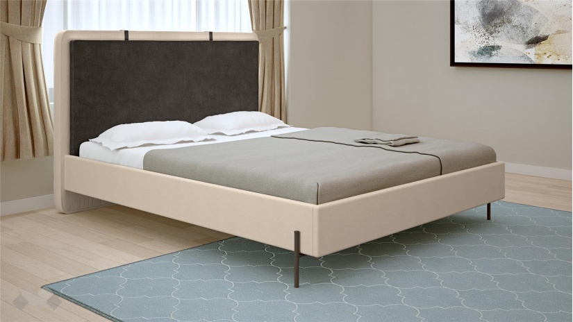 Спалня 160/200 Салвадор с включен матрак Бонел 160/200 памучно бежов с атрацит - изглед 1 - МебелМаг Спалня 160/200 Салвадор с включен матрак Бонел 160/200 памучно бежов с атрацит - изглед 1