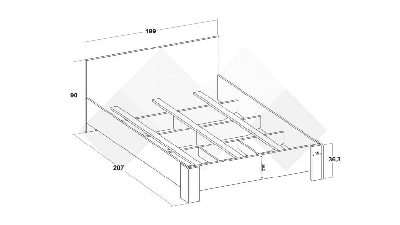 Спалня 160/200 Верона с включен матрак Бонел 160/200 дъб артисан - изглед 6