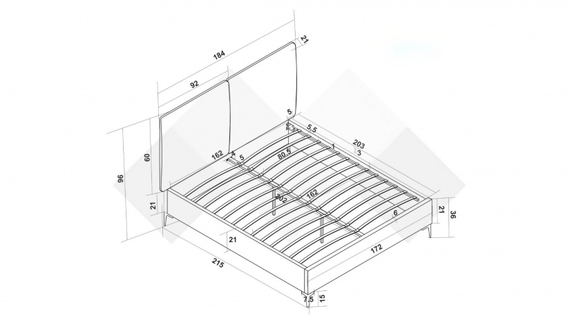 Тапицирана спалня 160/200 Аксира с включен матрак Sleep Nuvia 160/200 сив - изглед 6