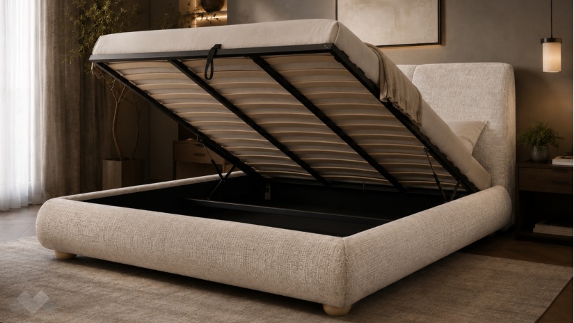 Тапицирана спалня 180/200 Ариоса с включен матрак Sleep Nuvia 180/200 бежов - изглед 3