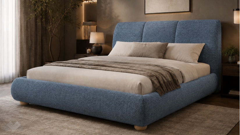 Тапицирана спалня 180/200 Ариоса с включен матрак Sleep Nuvia 180/200 син - изглед 1