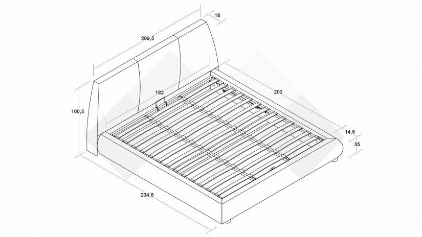 Тапицирана спалня 180/200 Ариоса с включен матрак Sleep Nuvia 180/200 сив - изглед 4