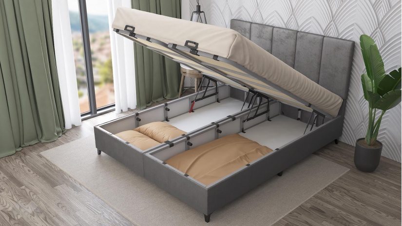 Боксспринг легло 160/200 Барона с включен матрак Sleep Nuvia 160/200 сив - изглед 3