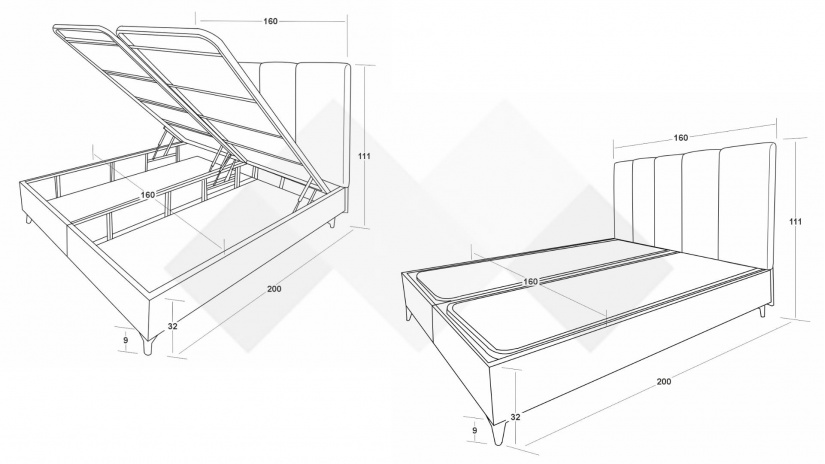 Боксспринг легло 160/200 Барона с включен матрак Sleep Nuvia 160/200 тъмно зелен - изглед 4
