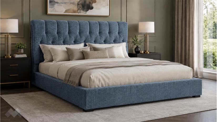 Тапицирана спалня 180/200 Деляра с включен матрак Sleep Nuvia 180/200 син - изглед 1