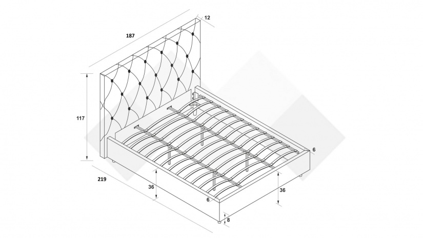 Тапицирана спалня 180/200 Фиора с включен матрак Sleep Nuvia 180/200 графит - изглед 3